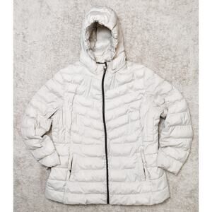 32 Degrees Heat Ivory Hooded 4 Way Stretch Puffer Jacket Womens XXL